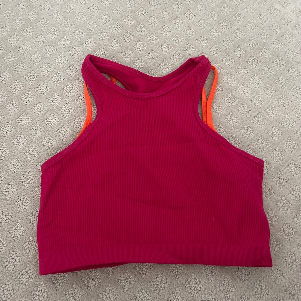 free people, pink two layered tank top